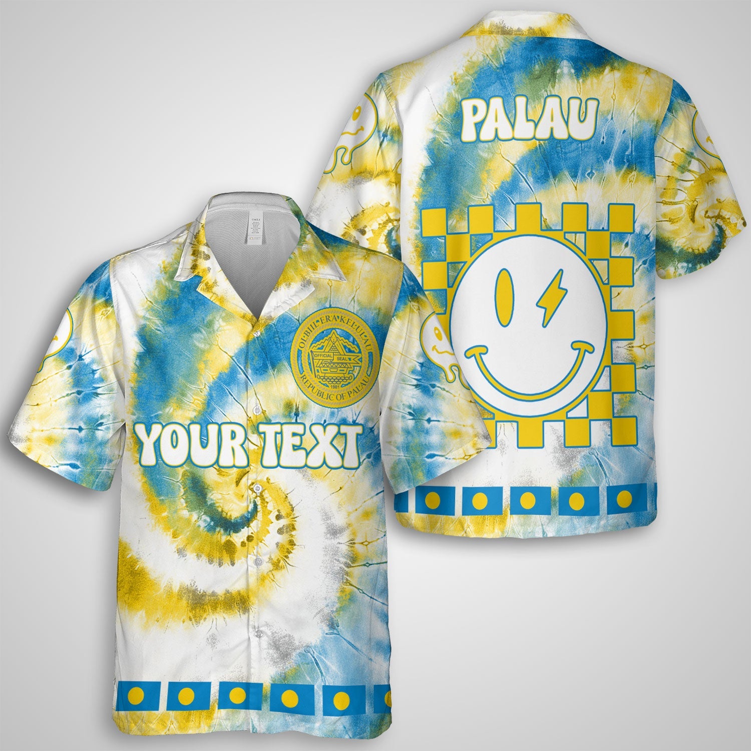 Palau Hawaiian Shirt Custom Tie Dye Style 1