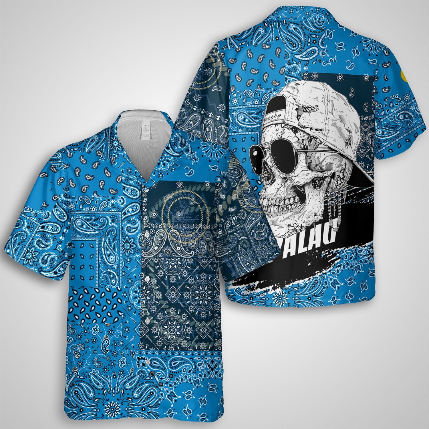 Palau Hawaiian Shirt Paisley Flag And Skull Style 1