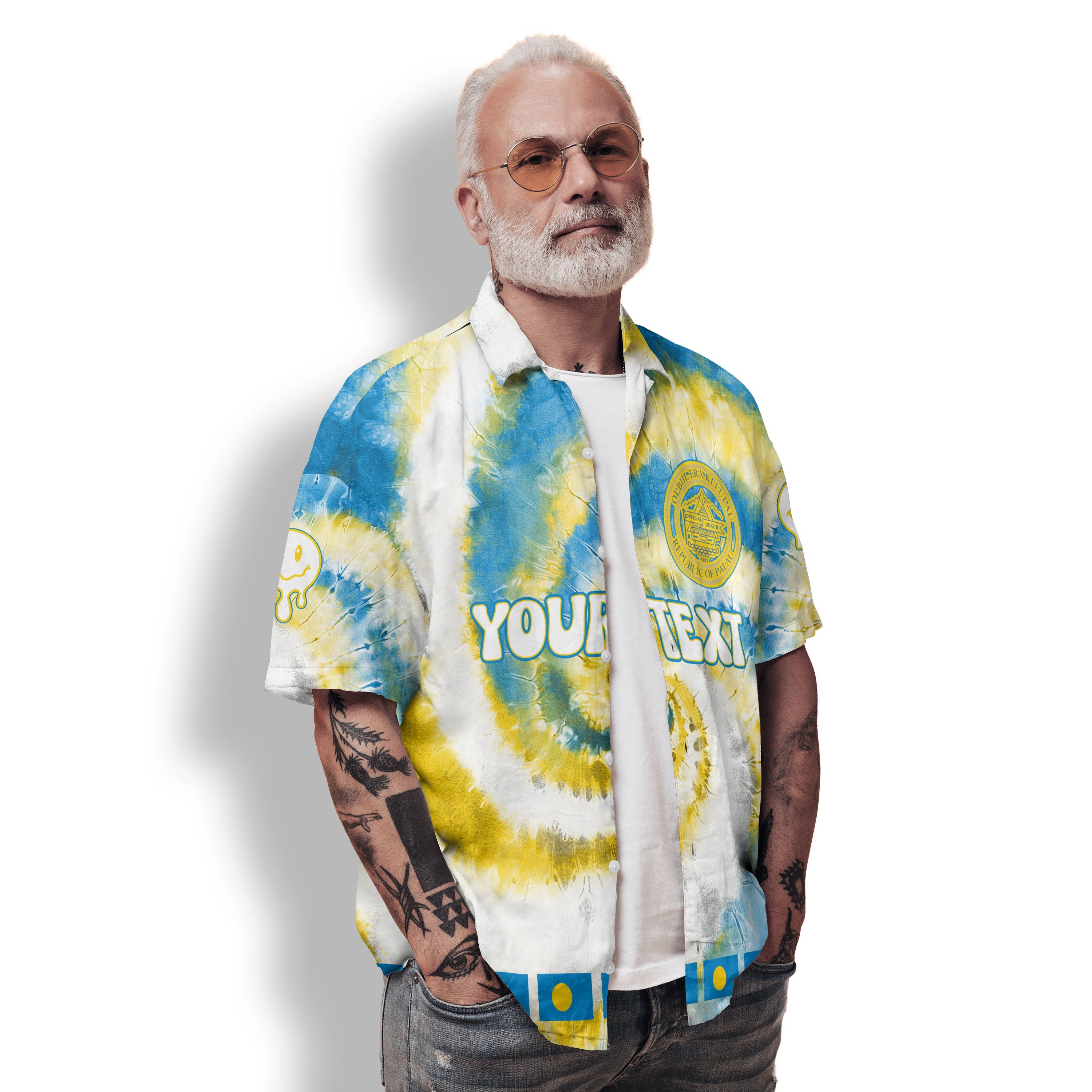 Palau Hawaiian Shirt Custom Tie Dye Style 2