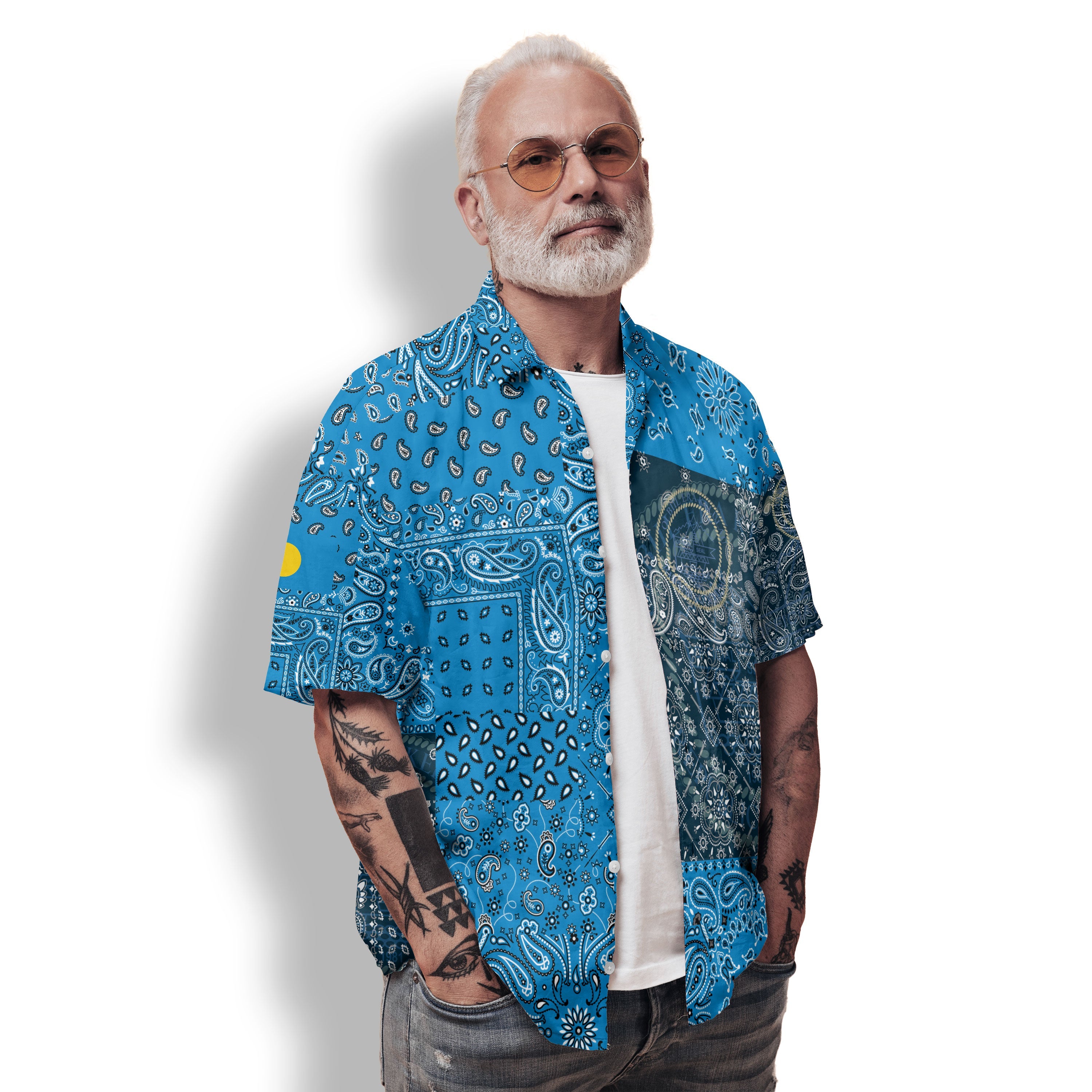 Palau Hawaiian Shirt Paisley Flag And Skull Style 2