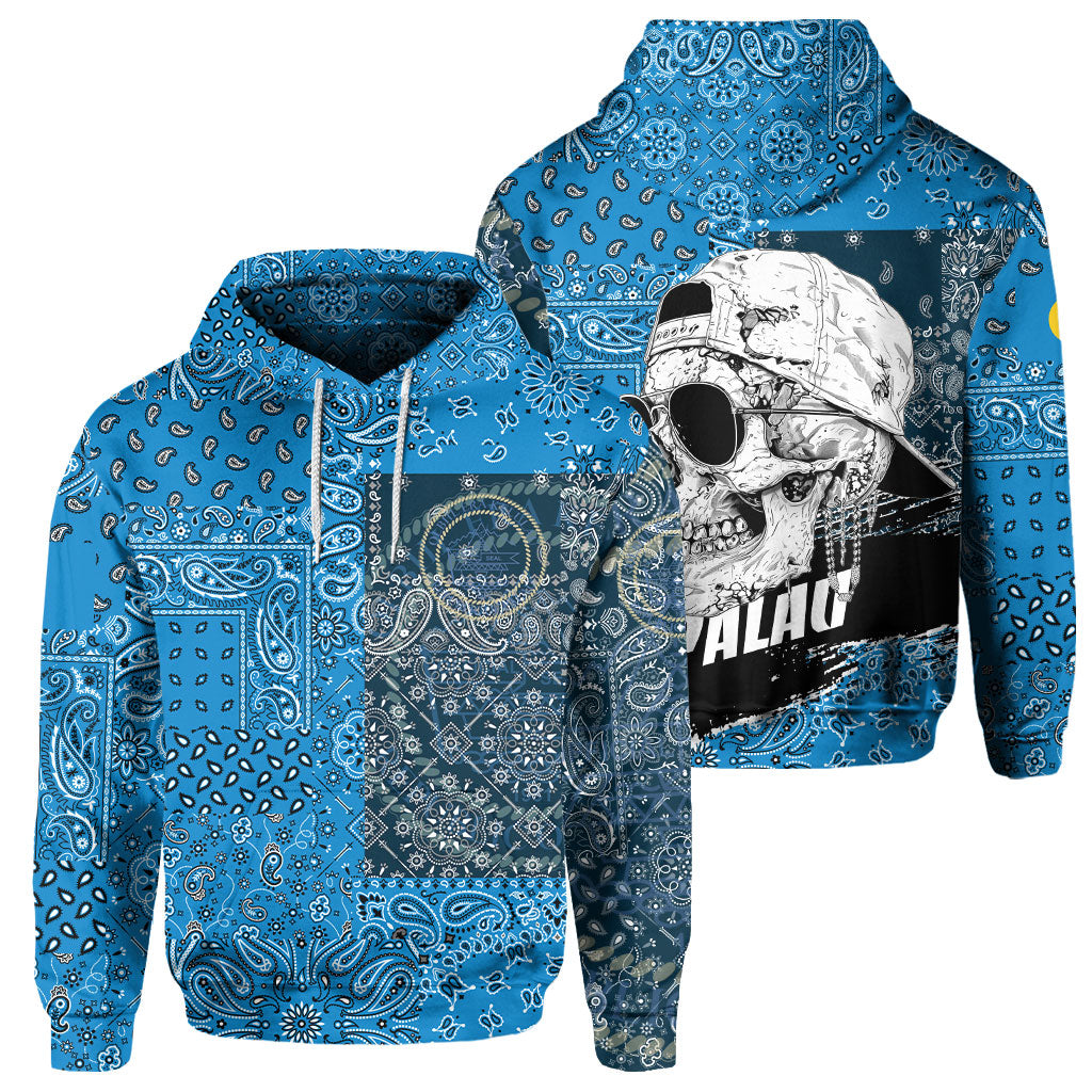 Palau Hoodie Paisley Flag And Skull Style 1