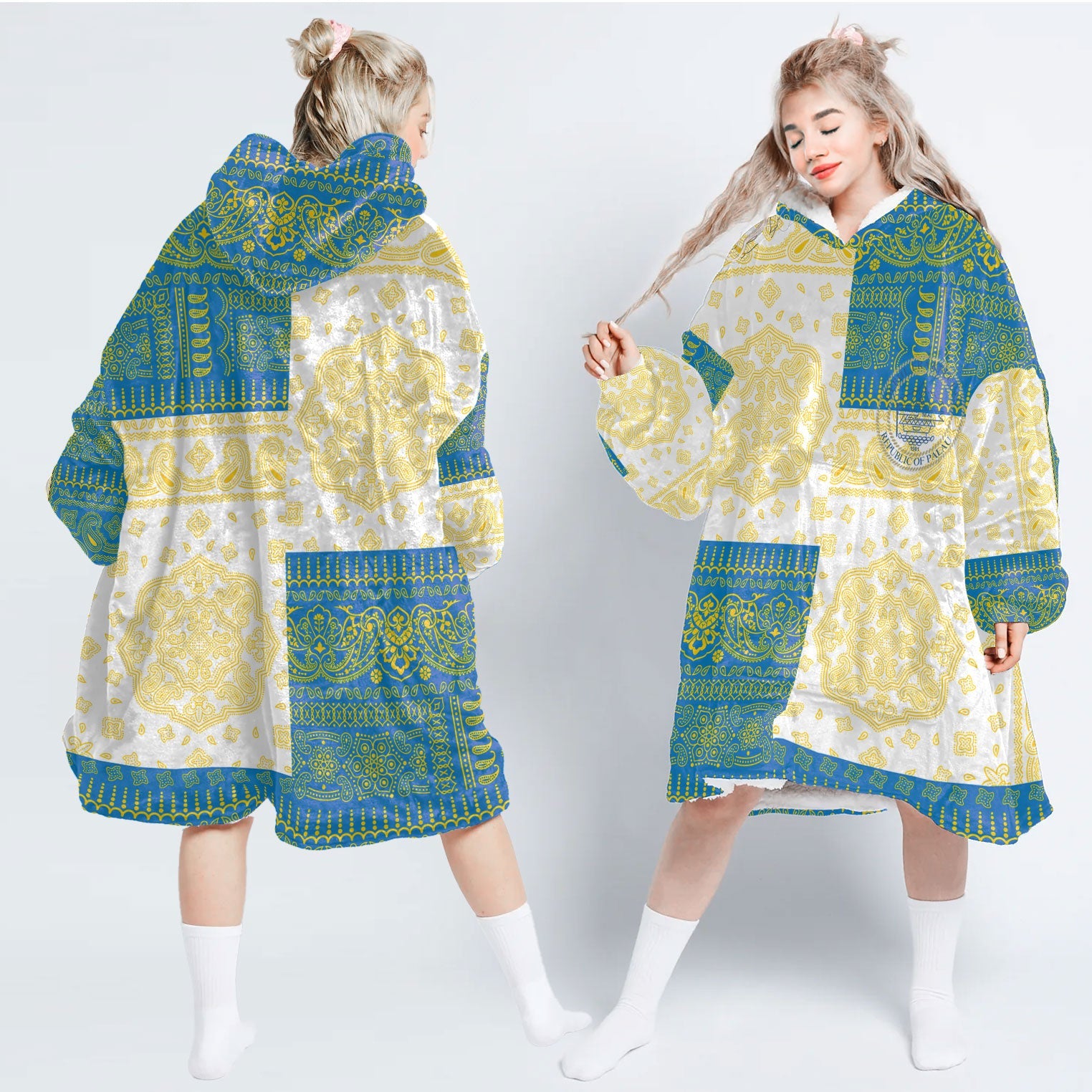 Palau Hoodie Blanket Flag And Paisley Basic Style 1