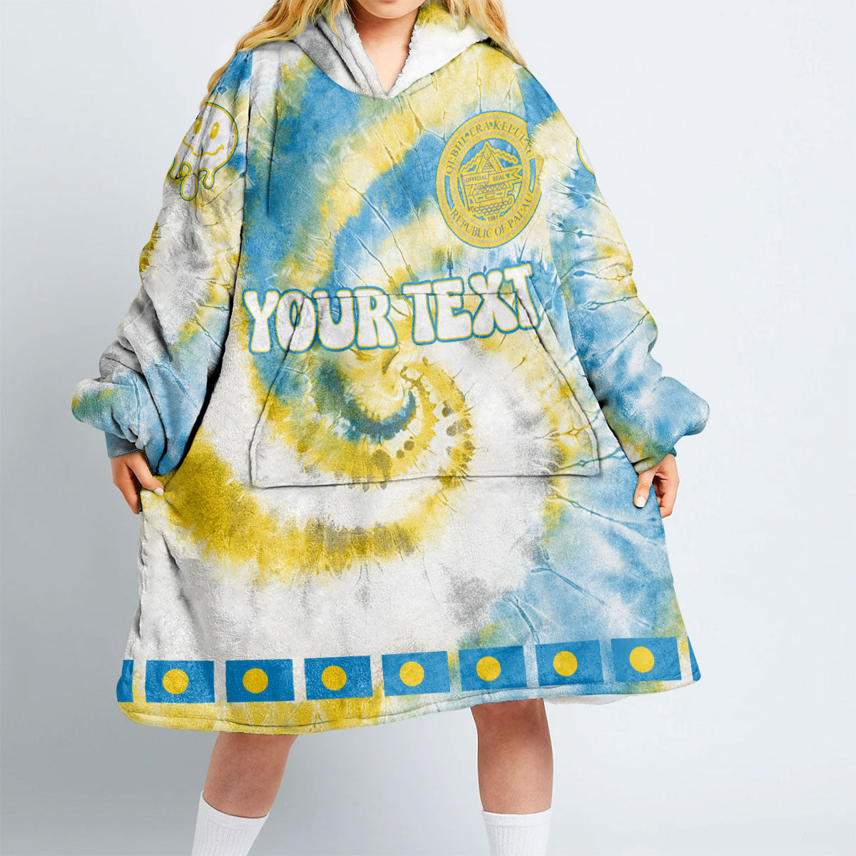 Palau Hoodie Blanket Custom Tie Dye Style 2