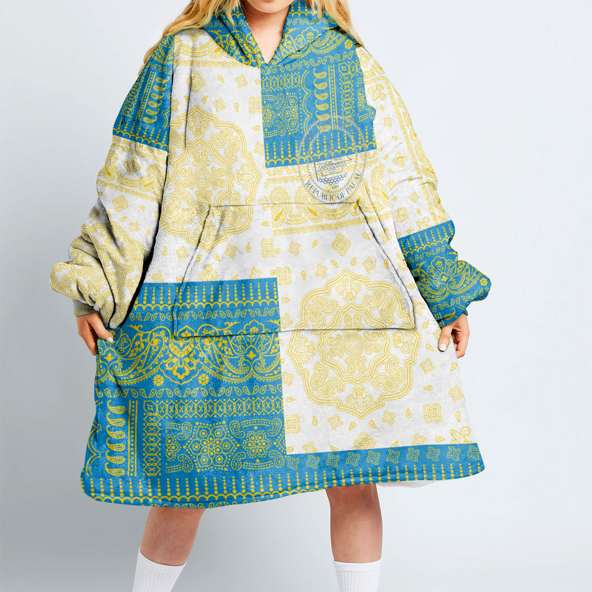 Palau Hoodie Blanket Flag And Paisley Basic Style 2