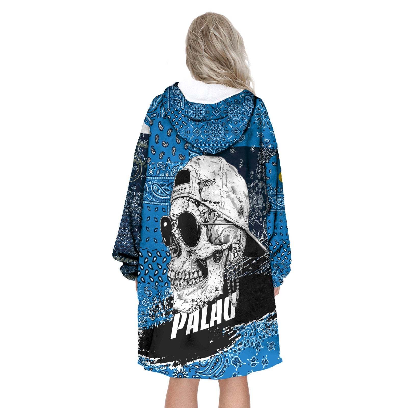 Palau Hoodie Blanket Paisley Flag And Skull Style 3