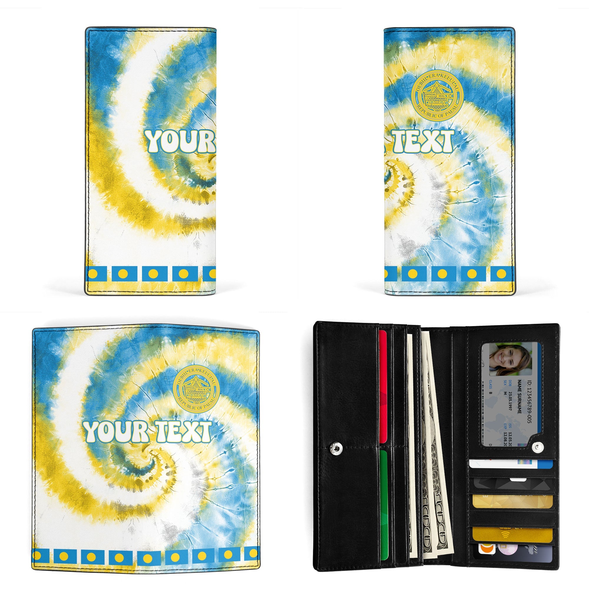 Palau Leather Wallet Custom Tie Dye Style 3