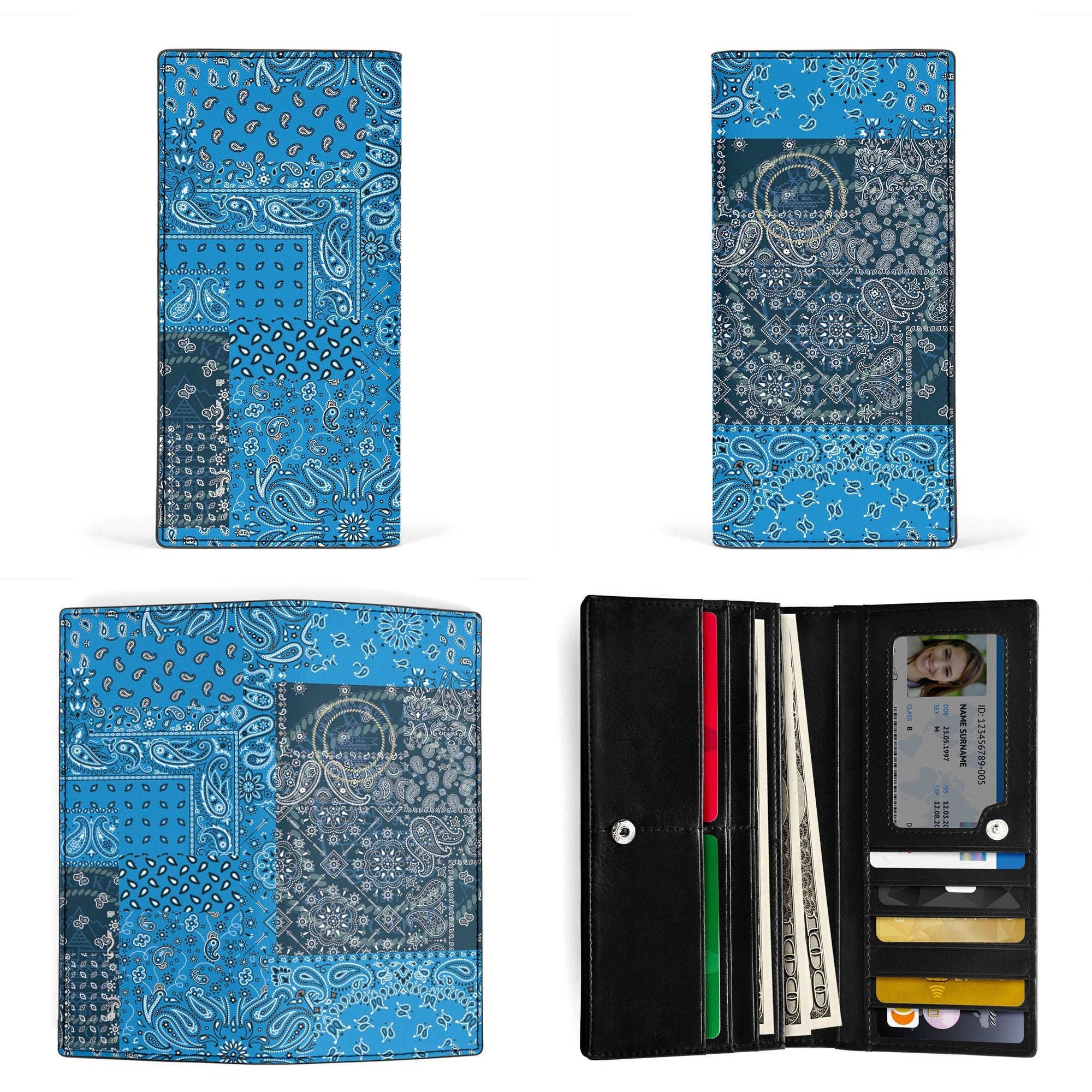 Palau Leather Wallet Paisley Flag And Skull Style 3