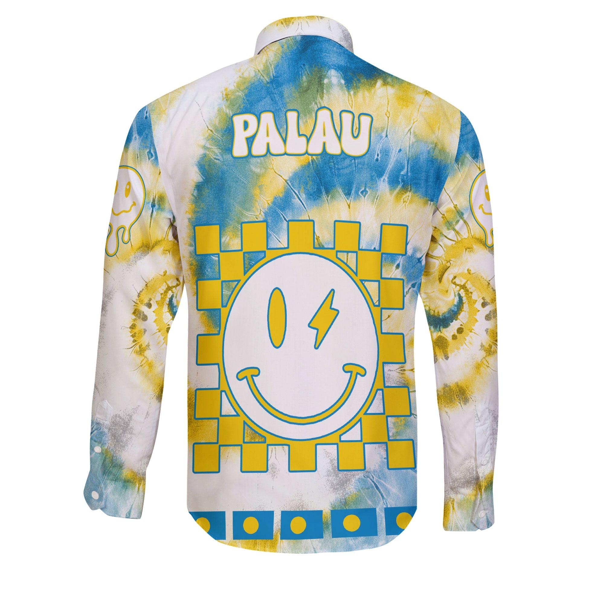 Palau Long Sleeve Button Shirt Custom Tie Dye Style 2