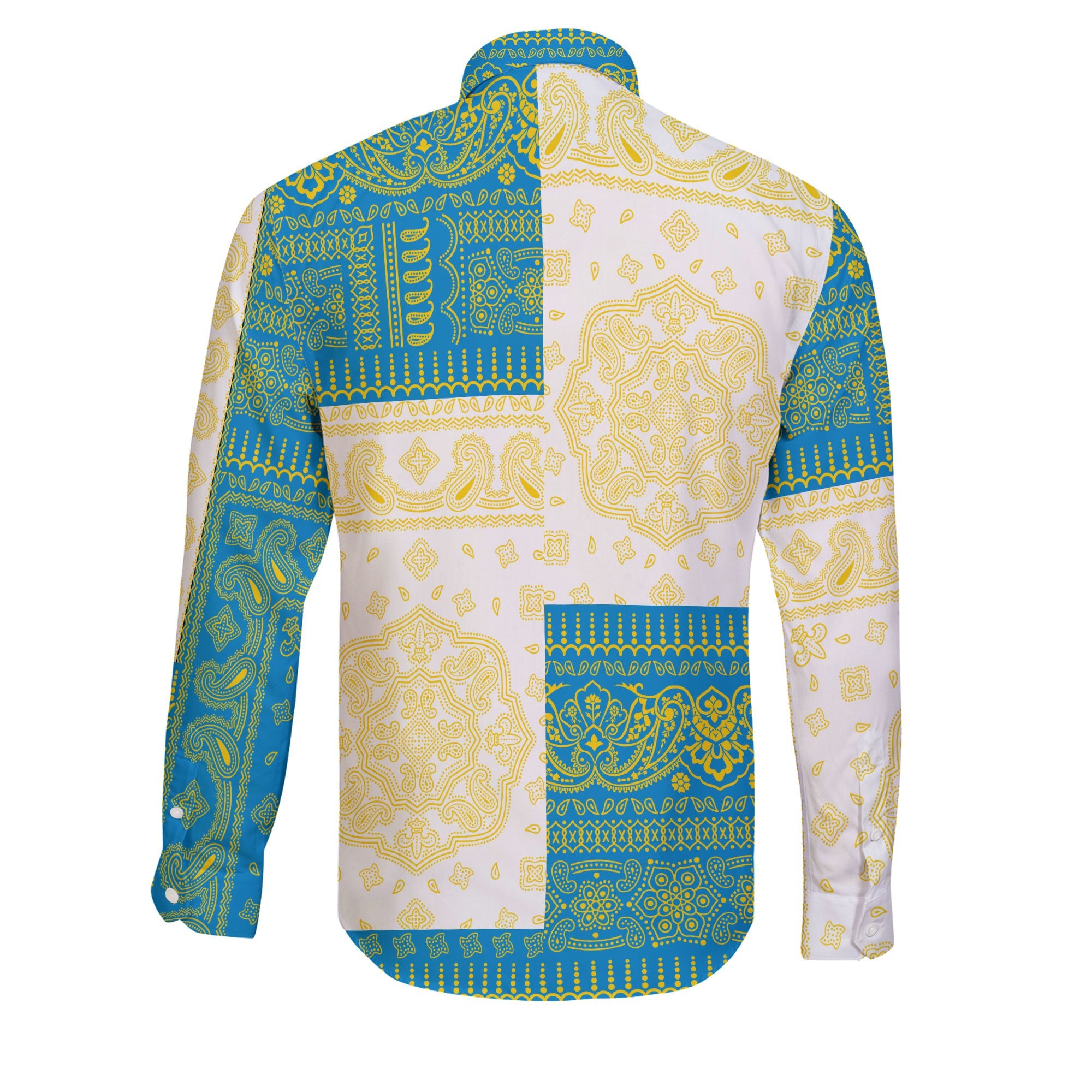 Palau Long Sleeve Button Shirt Flag And Paisley Basic Style 2