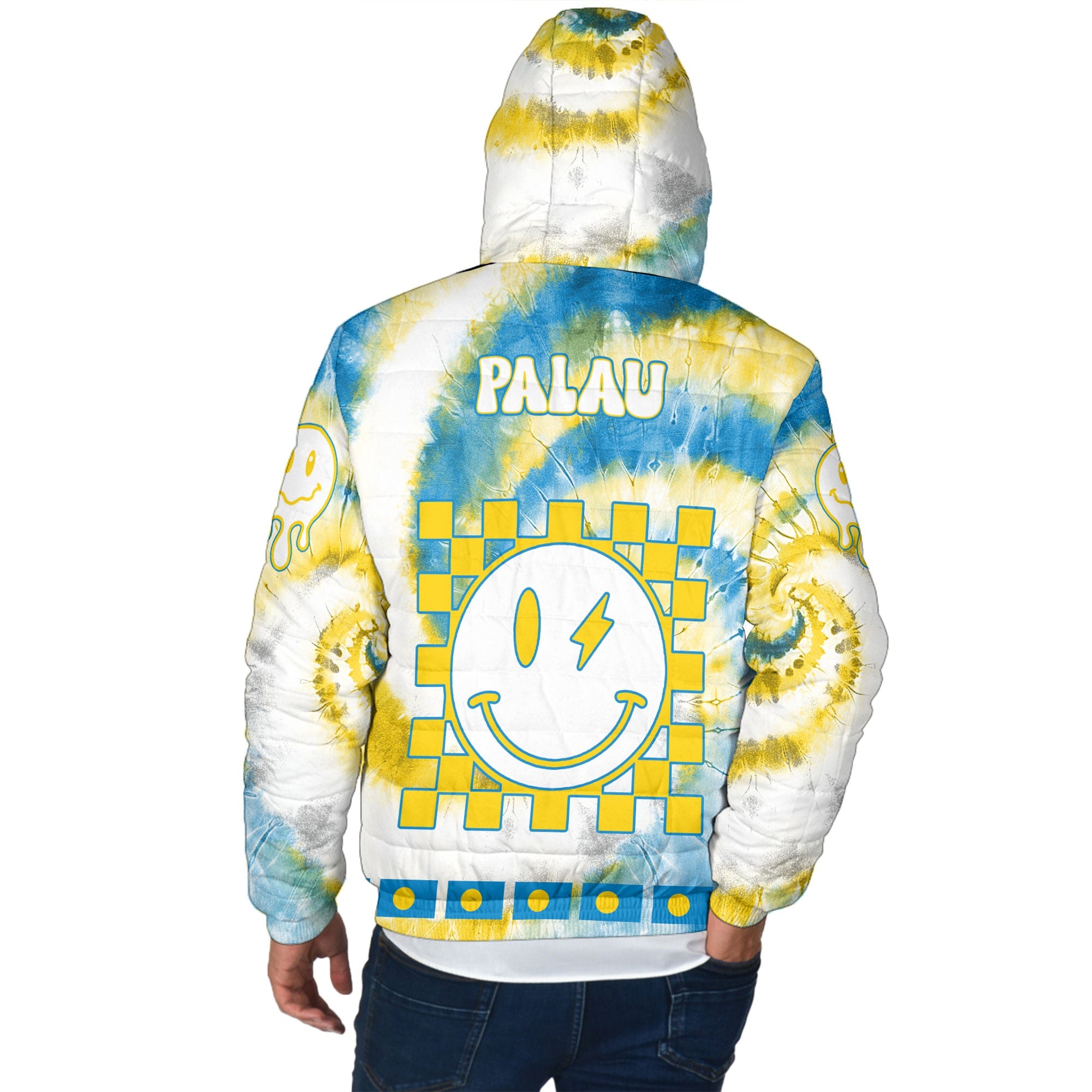 Palau Men Hooded Padded Jacket Custom Tie Dye Style 3