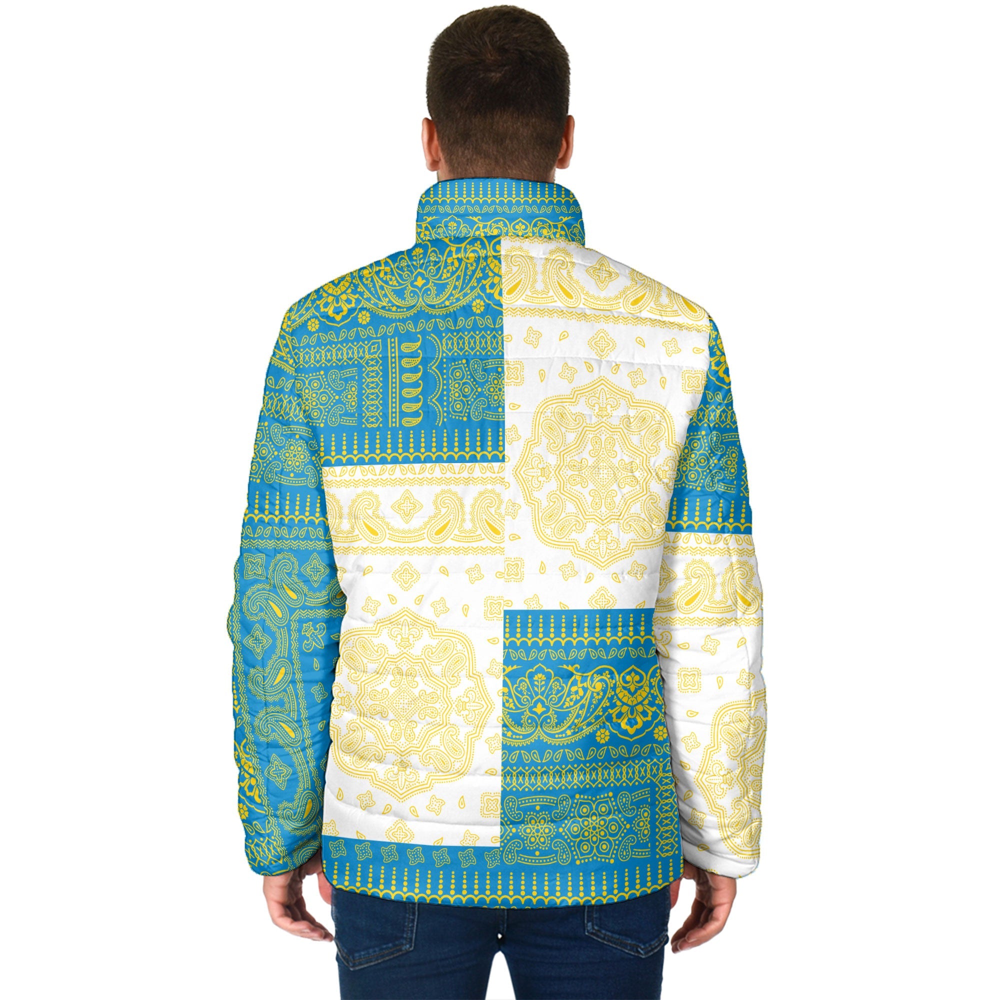 Palau Men Padded Jacket Flag And Paisley Basic Style 2