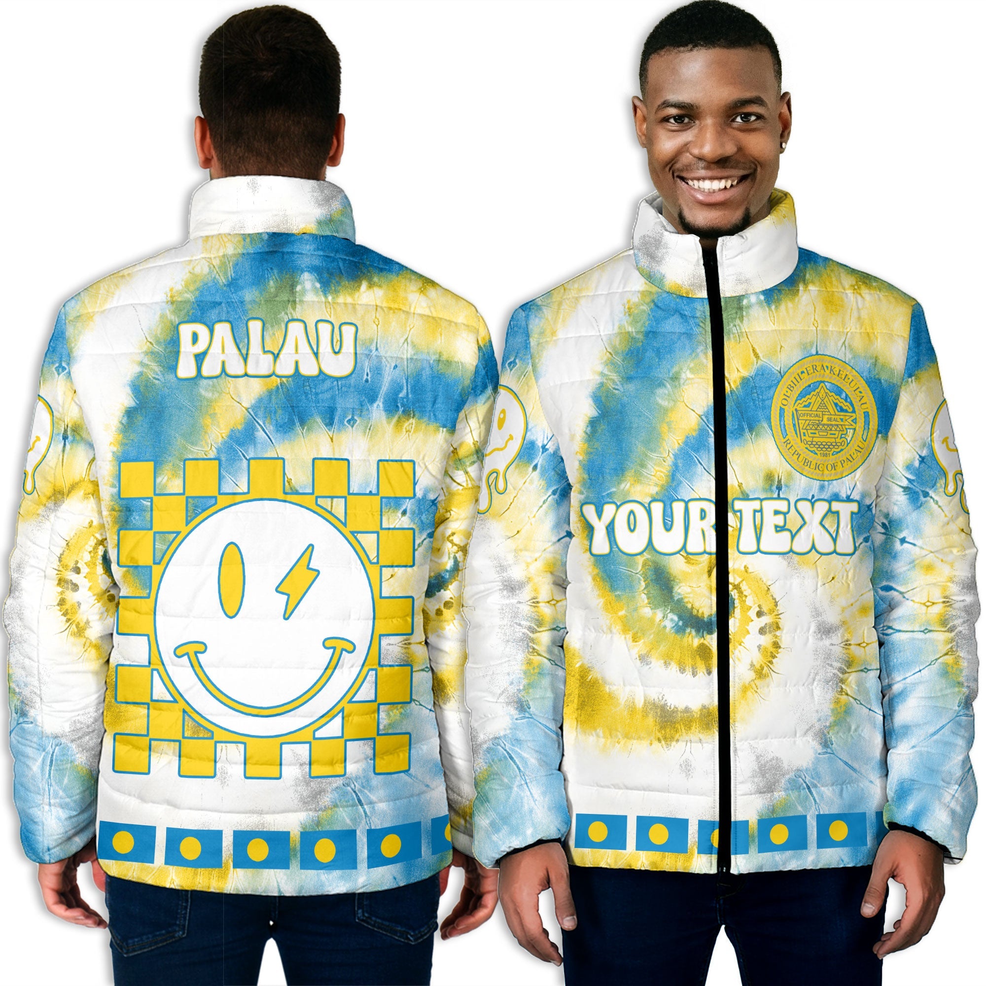 Palau Men Padded Jacket Custom Tie Dye Style 3