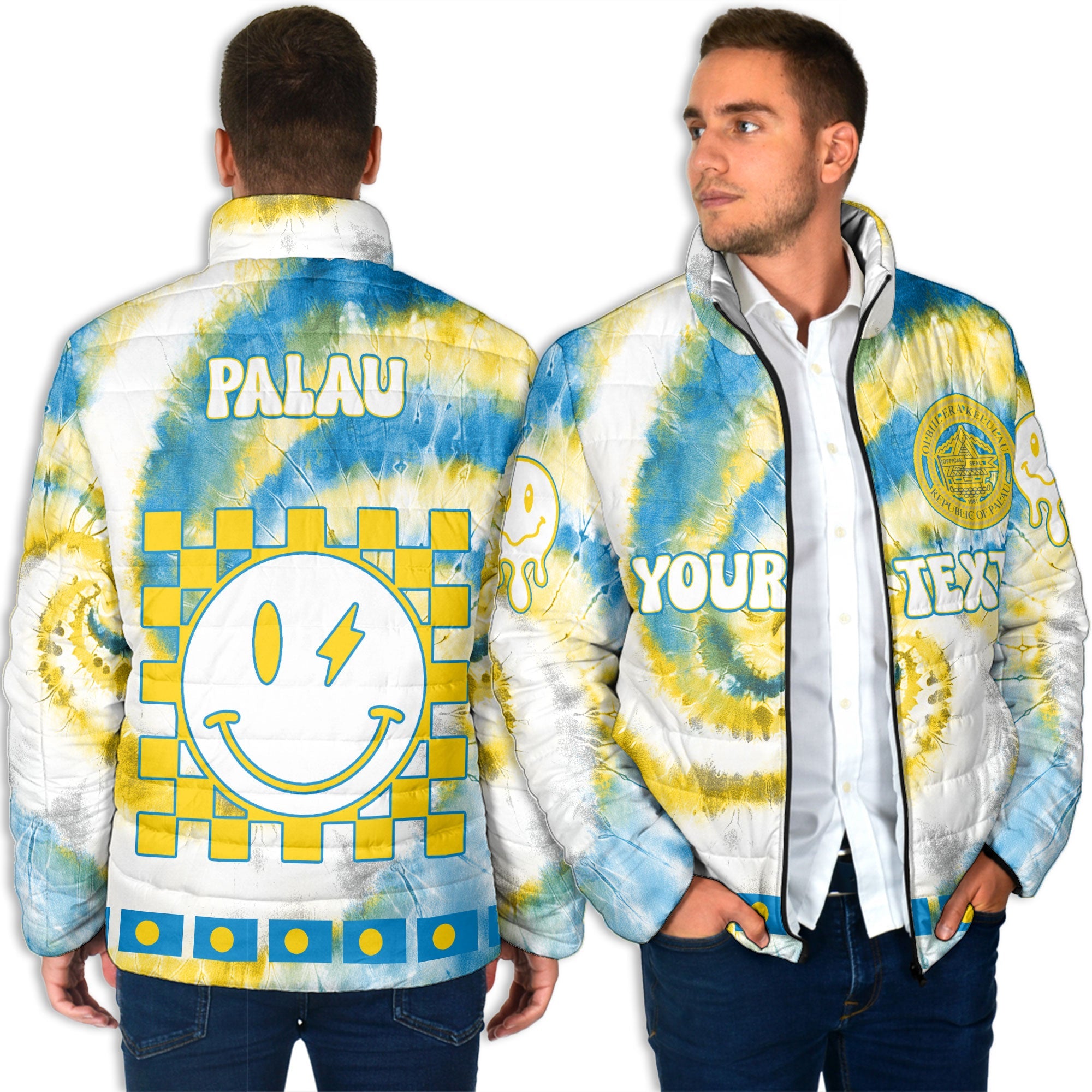 Palau Men Padded Jacket Custom Tie Dye Style 4