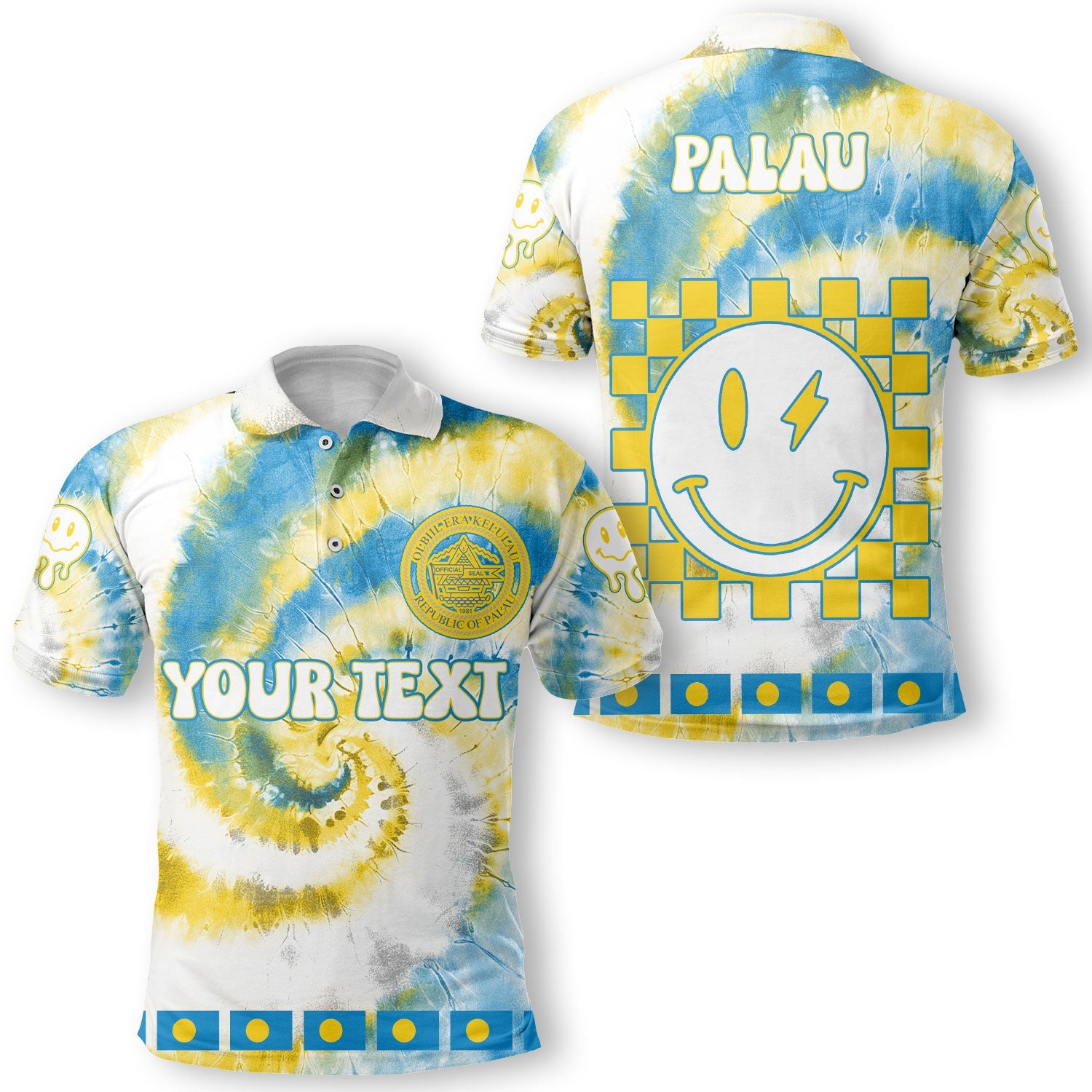 Palau Polo Shirt Custom Tie Dye Style 1