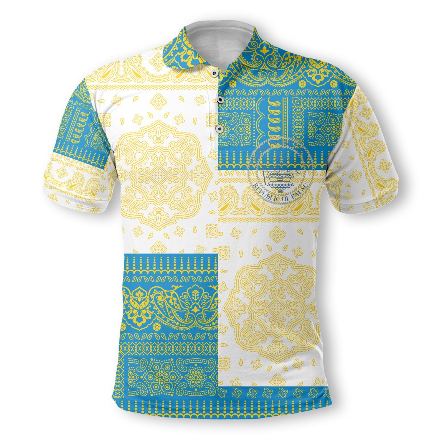 Palau Polo Shirt Flag And Paisley Basic Style 2