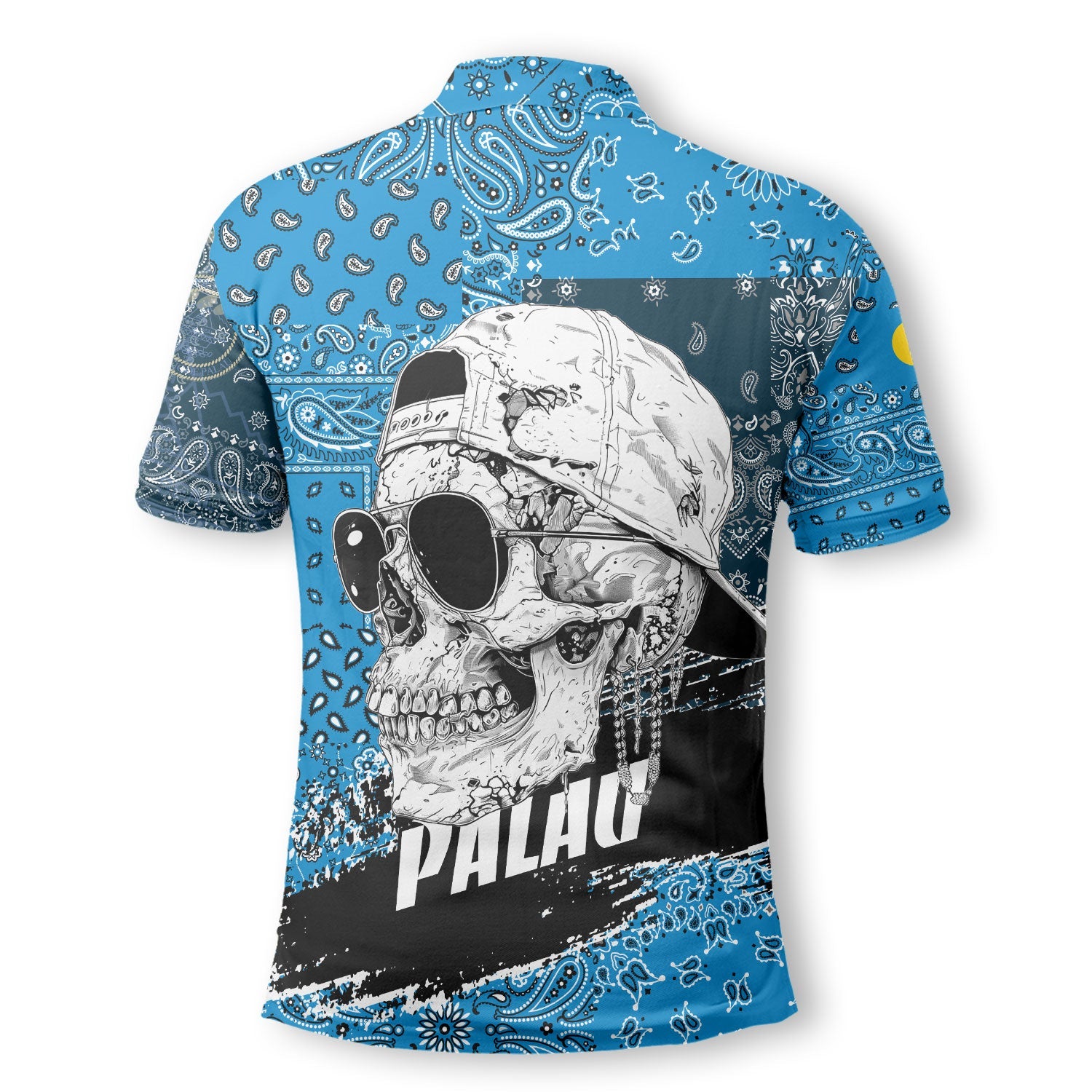 Palau Polo Shirt Paisley Flag And Skull Style 3