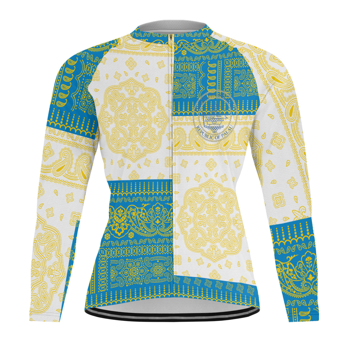 Palau Raglan Men Cycling Jersey Long Sleeve Flag And Paisley Basic Style 1