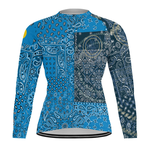 Palau Raglan Men Cycling Jersey Long Sleeve Paisley Flag And Skull Style 1