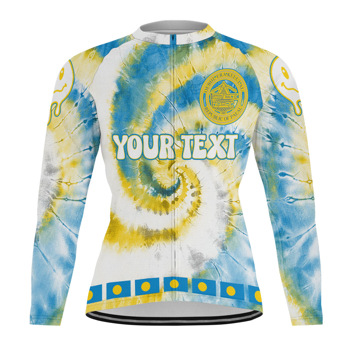 Palau Raglan Men Cycling Jersey Long Sleeve Custom Tie Dye Style 2