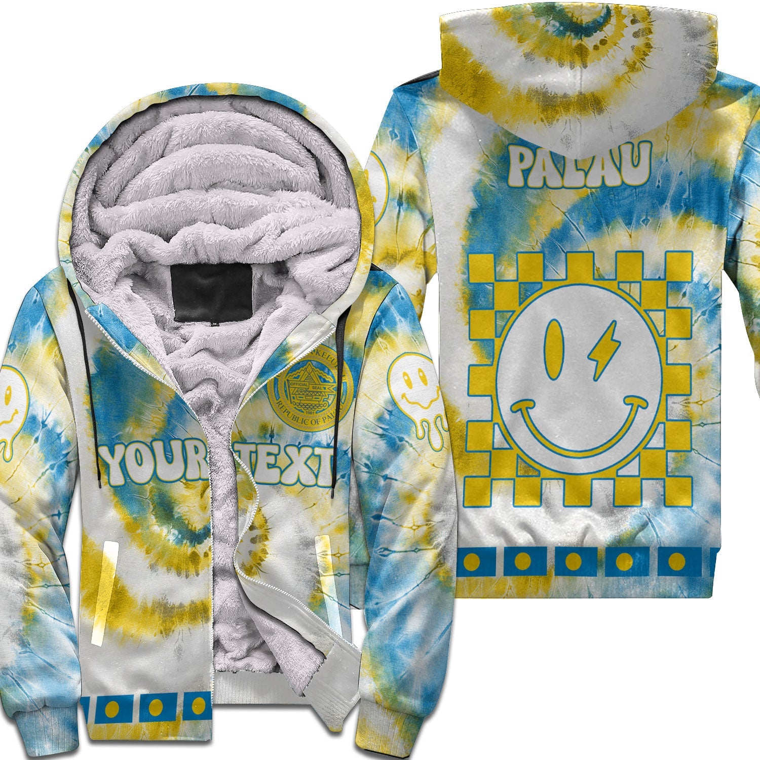 Palau Sherpa Hoodie Custom Tie Dye Style 1