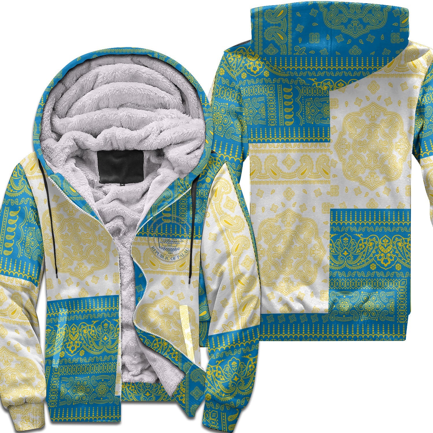 Palau Sherpa Hoodie Flag And Paisley Basic Style 1