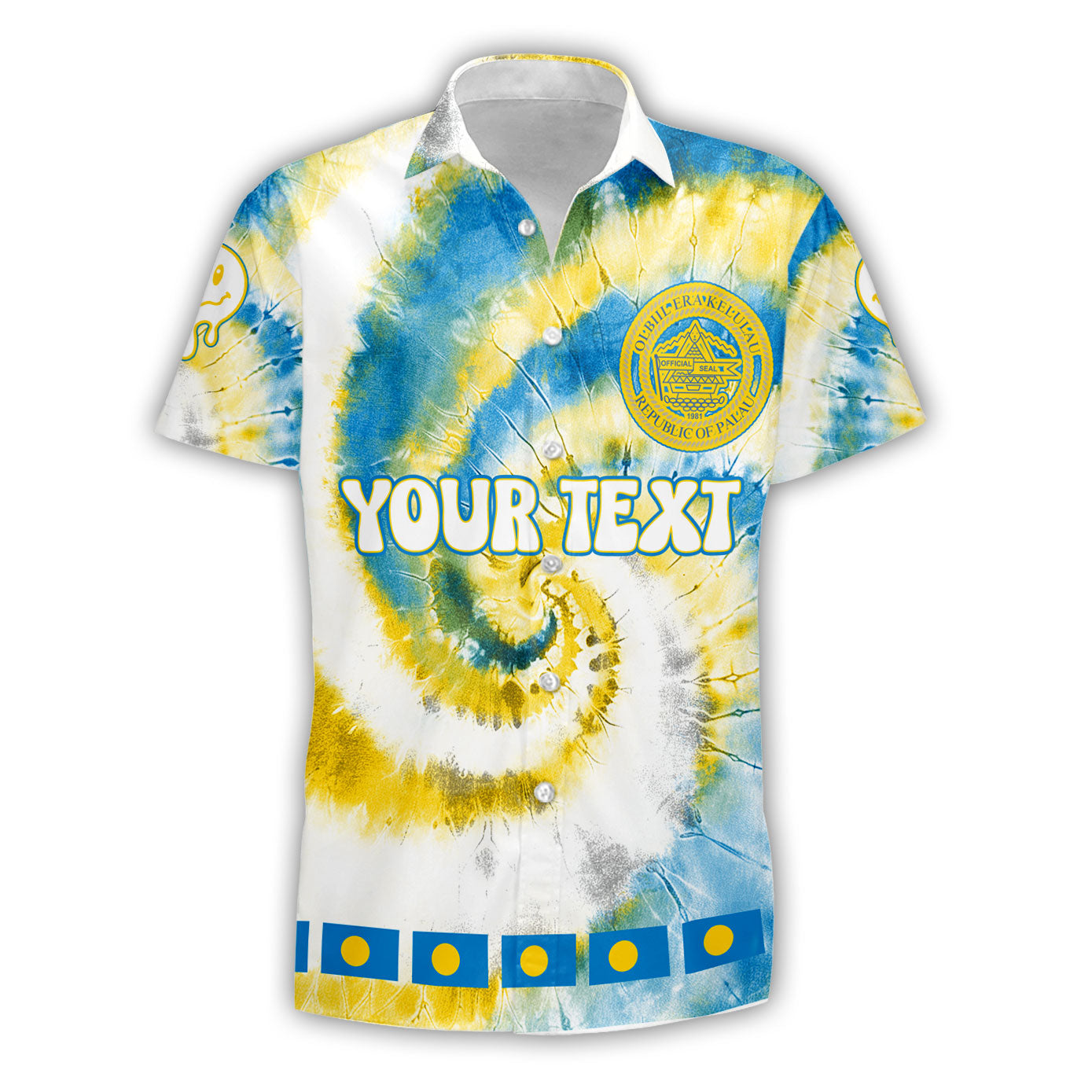 Palau Short Sleeve Shirt Custom Tie Dye Style 1