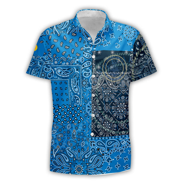 Palau Short Sleeve Shirt Paisley Flag And Skull Style 1