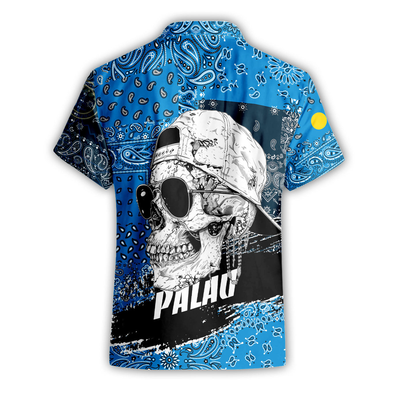 Palau Short Sleeve Shirt Paisley Flag And Skull Style 2