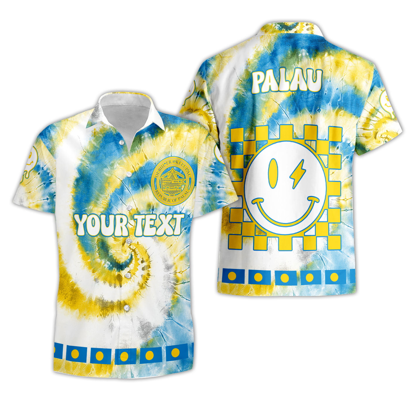 Palau Short Sleeve Shirt Custom Tie Dye Style 3