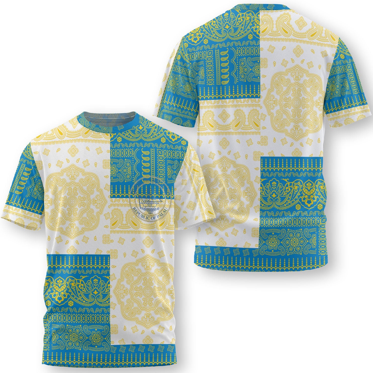 Palau T Shirt Flag And Paisley Basic Style 1