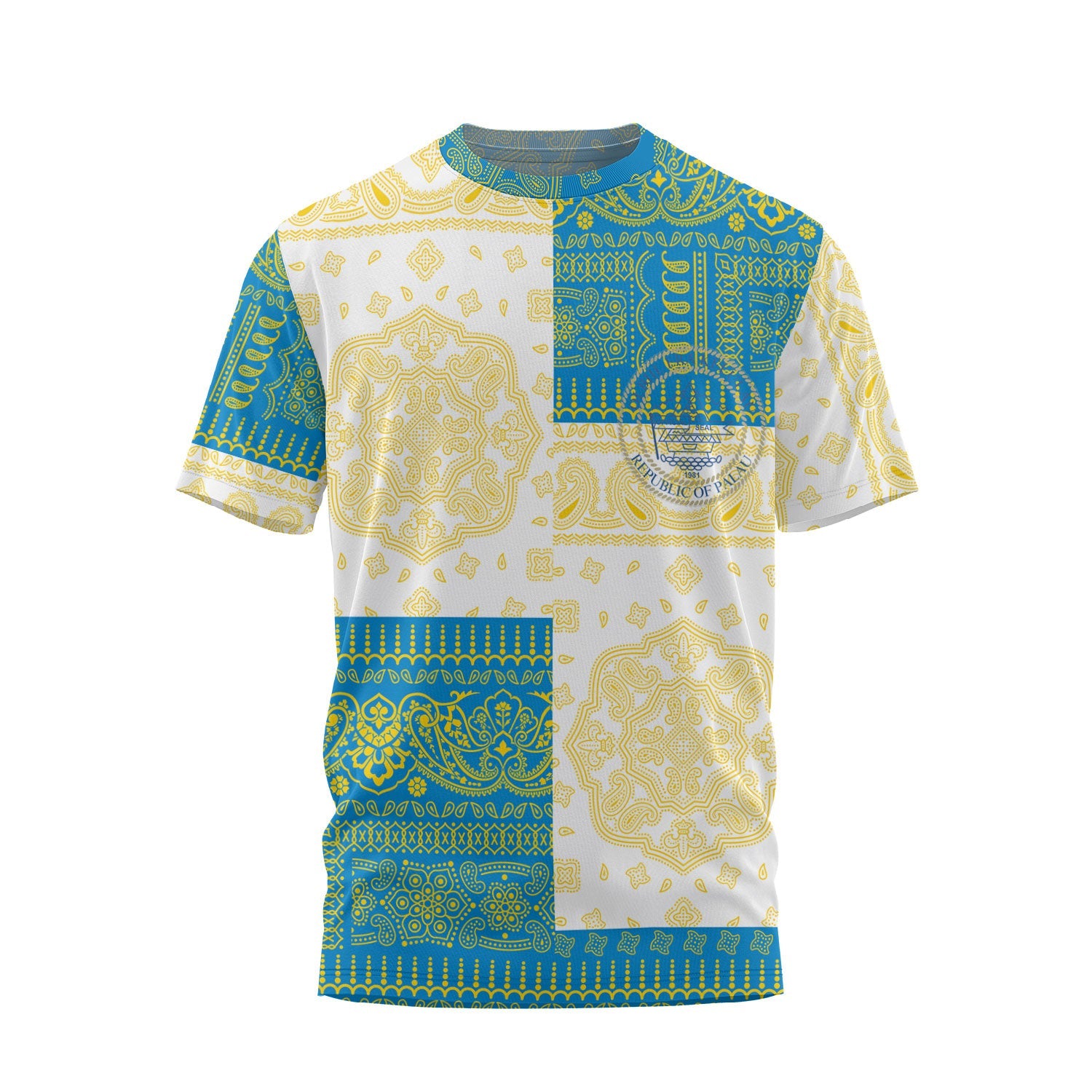 Palau T Shirt Flag And Paisley Basic Style 2