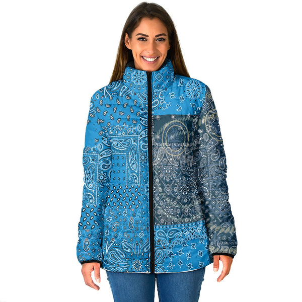 Palau Women Padded Jacket Paisley Flag And Skull Style 1