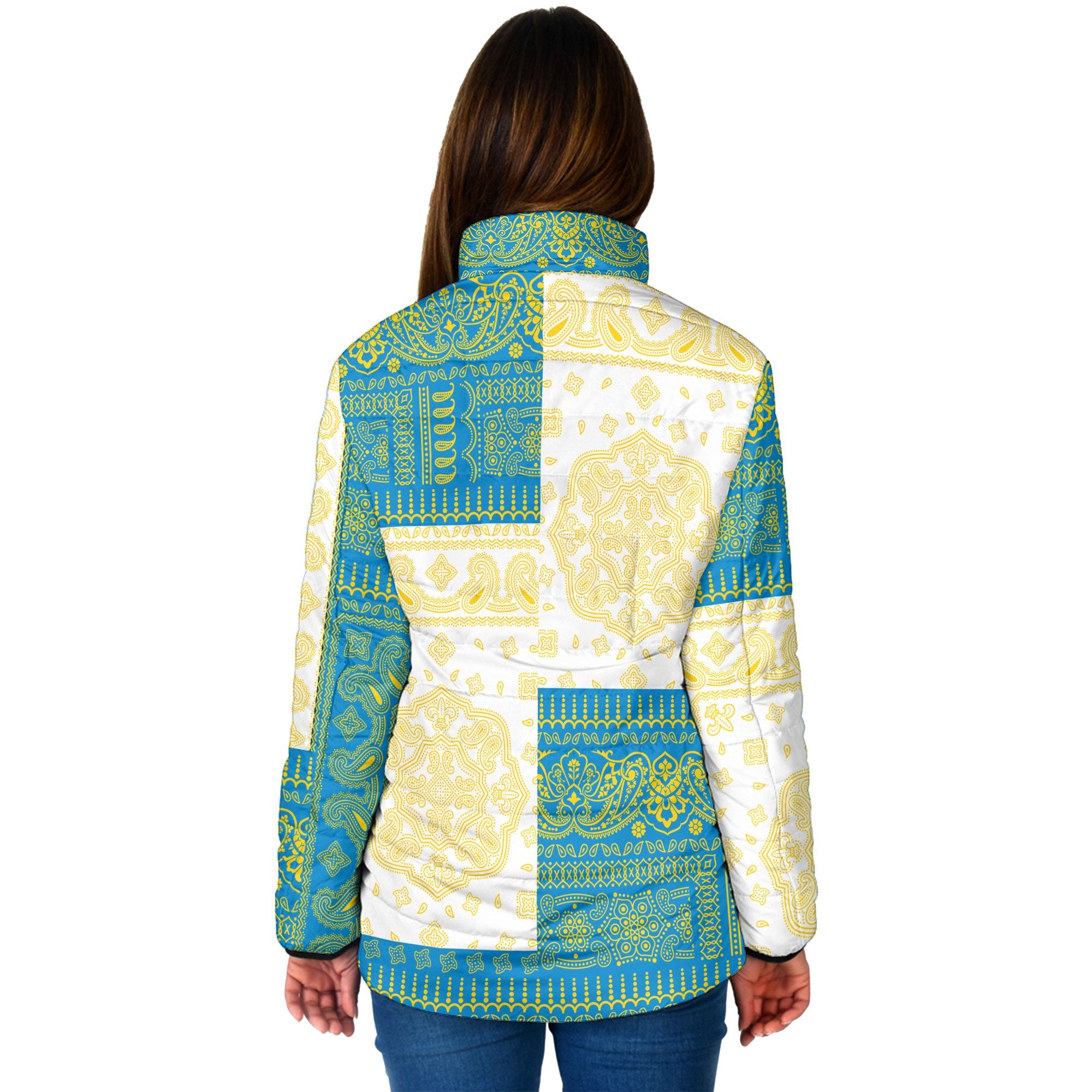 Palau Women Padded Jacket Flag And Paisley Basic Style 2