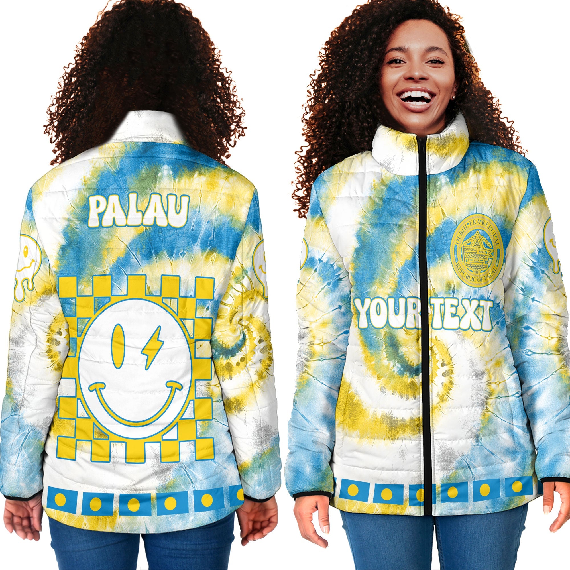 Palau Women Padded Jacket Custom Tie Dye Style 4