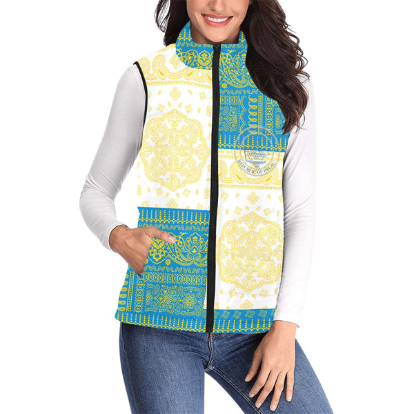 Palau Women Padded Jacket Vest Flag And Paisley Basic Style 1