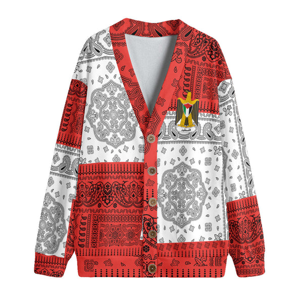 Palestine Fleece Cardigan Flag And Paisley Basic Style 1