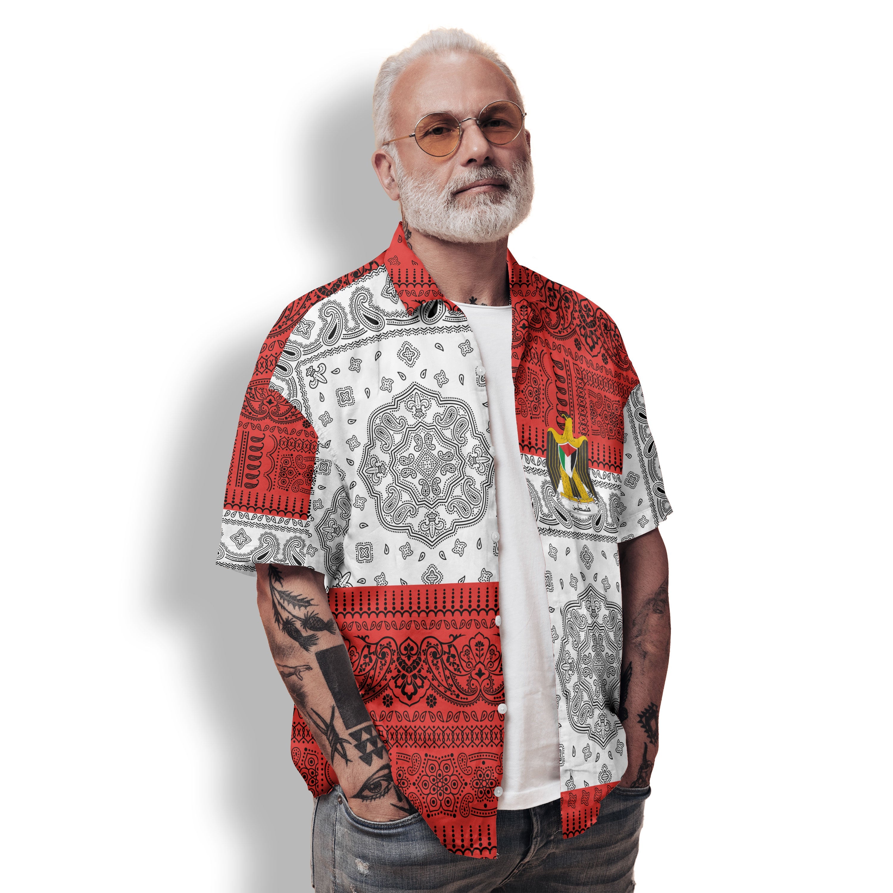 Palestine Hawaiian Shirt Flag And Paisley Basic Style 2