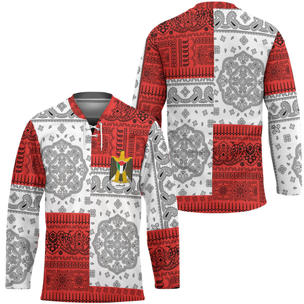 Palestine Hockey Jersey Flag And Paisley Basic Style 1