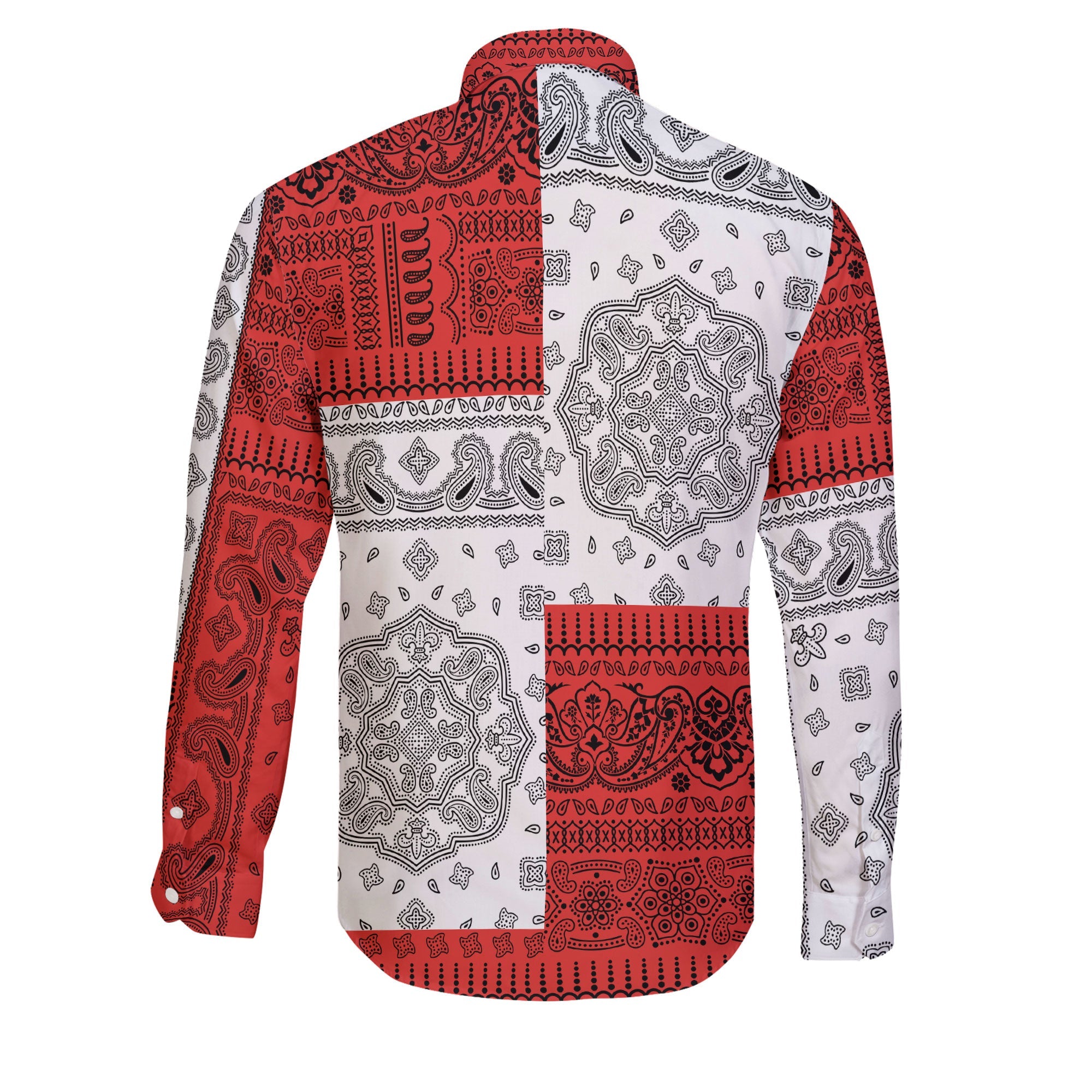 Palestine Long Sleeve Button Shirt Flag And Paisley Basic Style 2