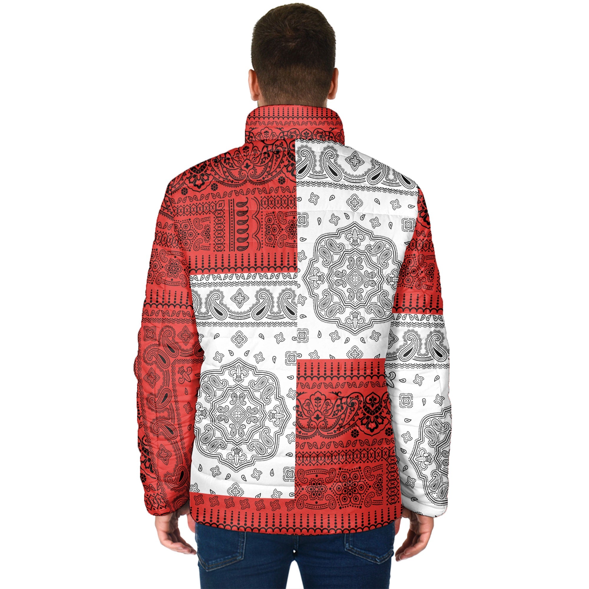 Palestine Men Padded Jacket Flag And Paisley Basic Style 2