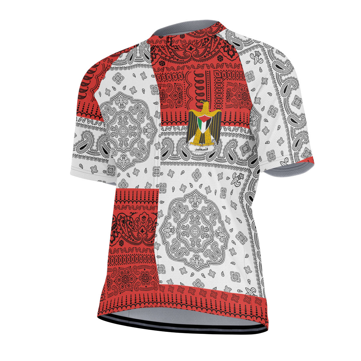 Palestine Men Cycling Jersey Flag And Paisley Basic Style 2