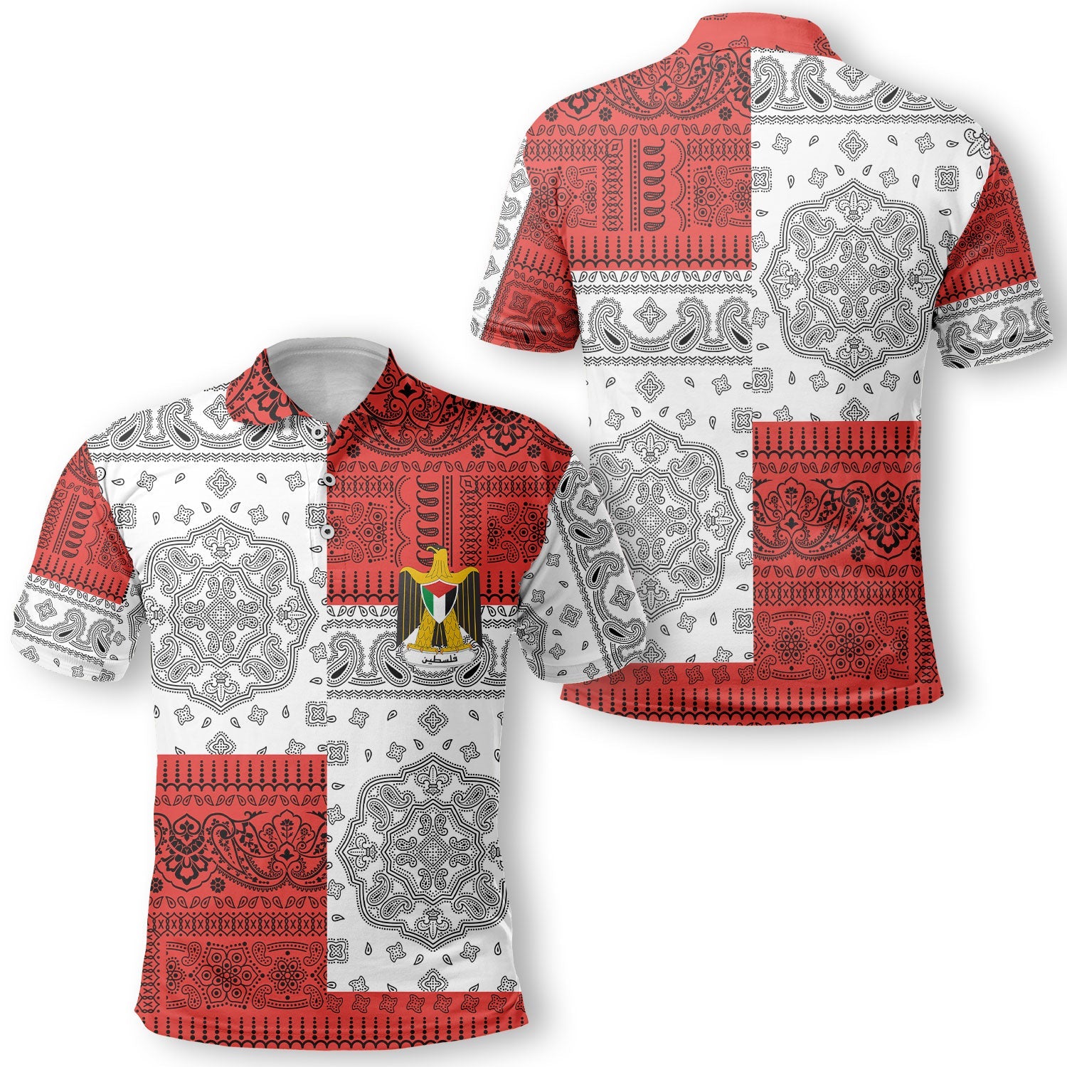 Palestine Polo Shirt Flag And Paisley Basic Style 1