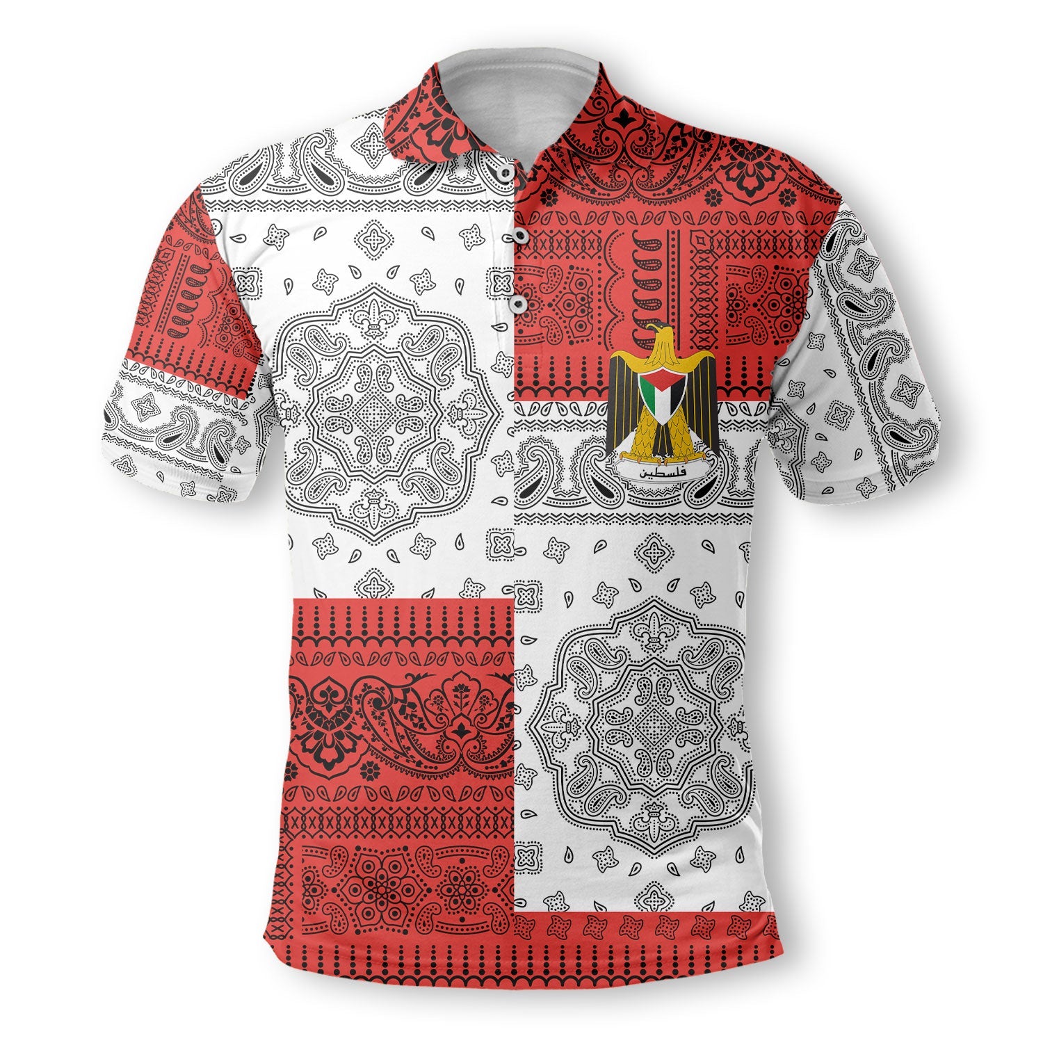 Palestine Polo Shirt Flag And Paisley Basic Style 2