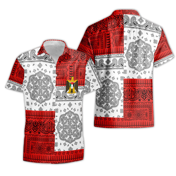 Palestine Short Sleeve Shirt Flag And Paisley Basic Style 1