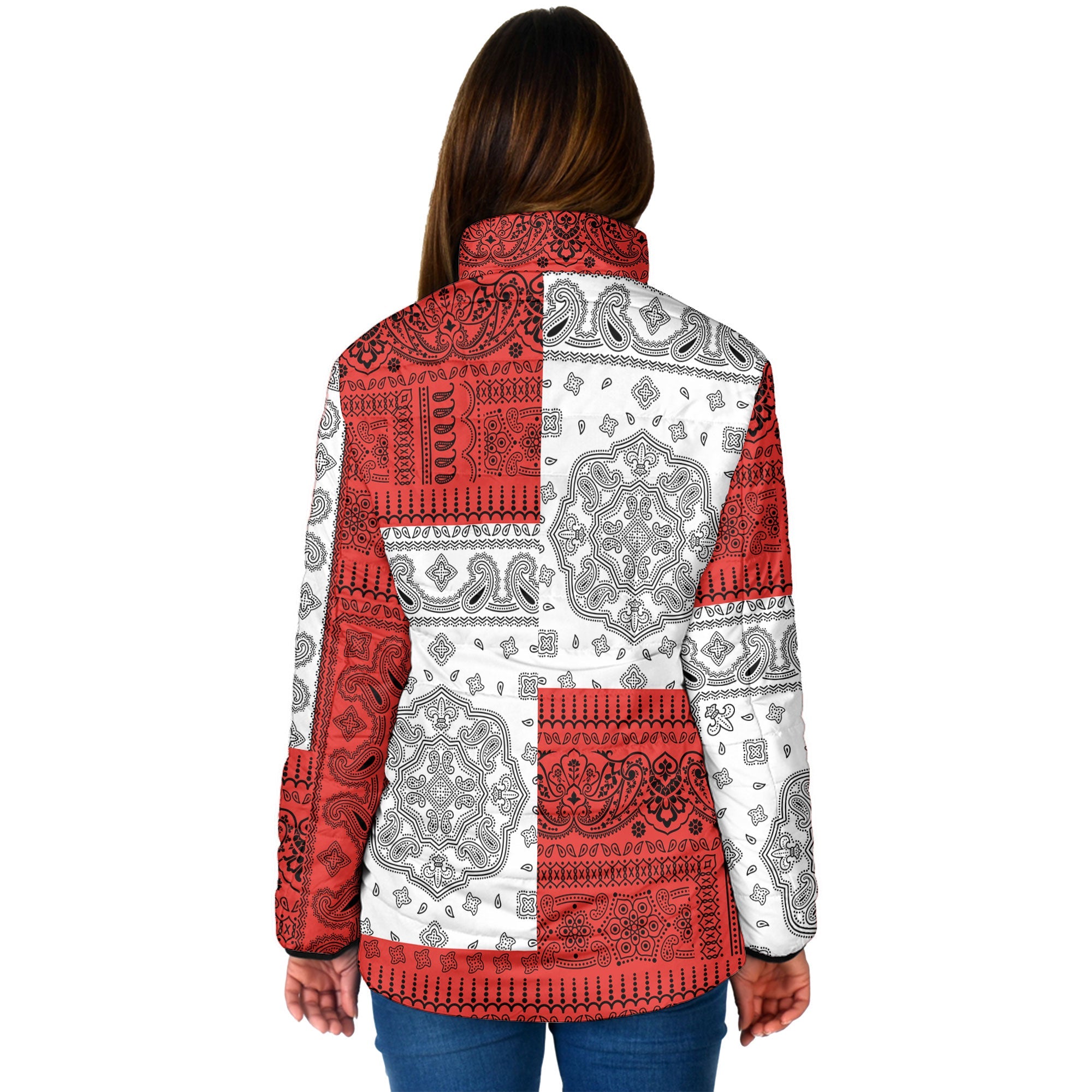 Palestine Women Padded Jacket Flag And Paisley Basic Style 2