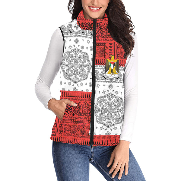 Palestine Women Padded Jacket Vest Flag And Paisley Basic Style 1