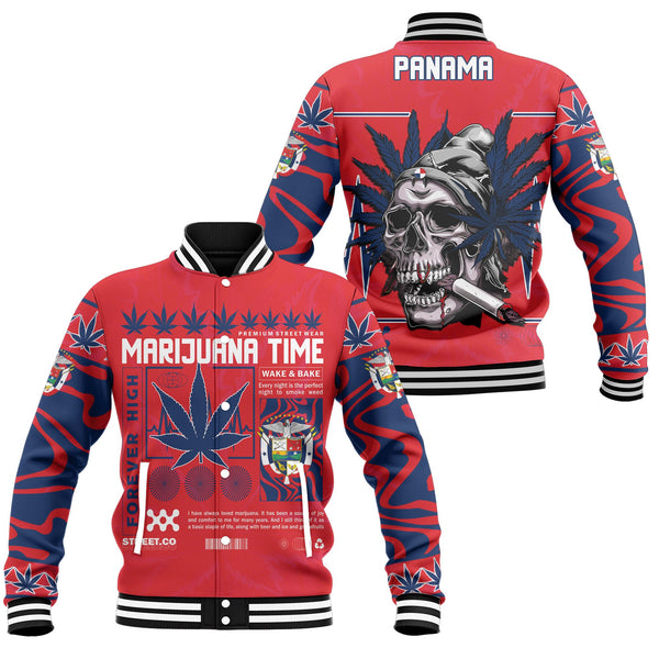 Panama Baseball Jacket Flag & Coat Of Arms Marijuanas Style