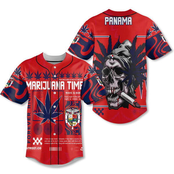 Panama Baseball Jersey Flag & Coat Of Arms Marijuanas Style