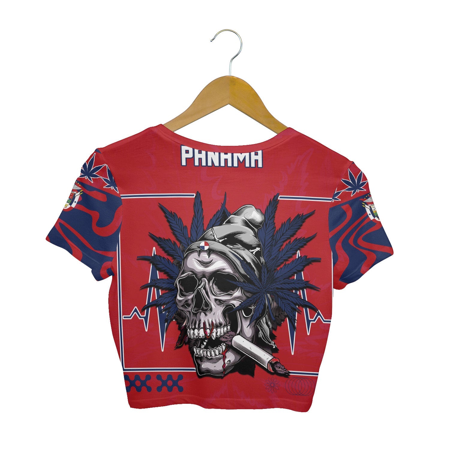 Panama Crop Top T Shirt Flag & Coat Of Arms Marijuanas Style