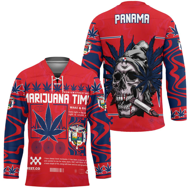 Panama Hockey Jersey Flag & Coat Of Arms Marijuanas Style